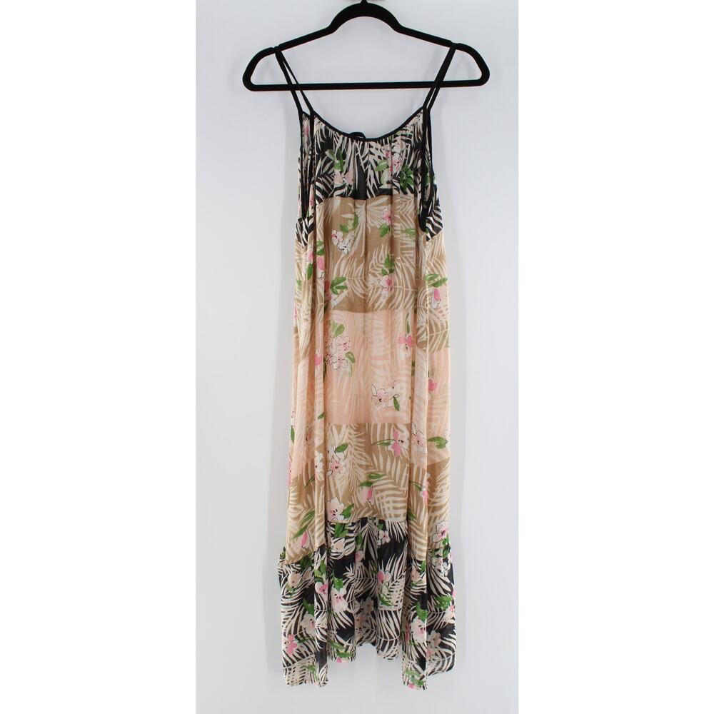 Vince Camuto Color Block Tropical Print Caftan Kimono Cover-Up Top #K213 - Picture 3 of 4